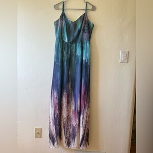 Modcloth Blue and Purple Watercolor Maxi Dress